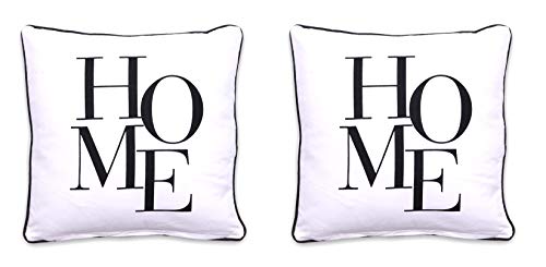 Homevibes Set de 2 Fundas de Cojin con Frases, Juego de 2 de Fundas de Cojin de 50 x 50 cm con Frase, Funda de Cojin con Estampado, Funda Cojín con Ribete para Sofa, Dormitorio o Comedor (Home)