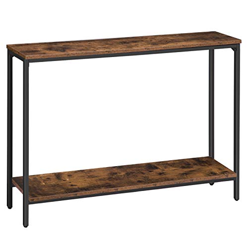 HOOBRO Mesa Consola, 120 cm Mesa de Entrada, Mesa de Sofá, Industrial Consola para la Entrada, Mesa de Estilo, Mesa Aparador, Extremo del sofá, para Pasillo, Sala de Estar, Marrón Vintage EBF20XG01
