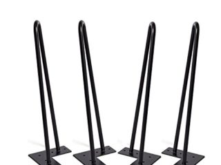 Horquilla de 16 pulgadas conjunto de 4, DIY muebles de metal de mesa piernas perfecta para mesa de centro, mesa de comedor, escritorio de diseño, mesita de noche, 3/8"de Satén de diámetro negro
