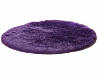 HotYou Alfombra Oveja de Piel Sintética Felpudo Antideslizante Lujosa Suave Lana Artificial Alfombra para salón Dormitorio baño sofá Silla Cojín,Púrpura,Diámetro 45CM