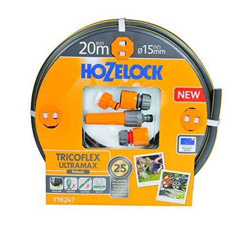 Hozelock - Kit de manguera tricotada Ultramax de 15 mm de diámetro totalmente equipada con 20 m y todos los accesorios