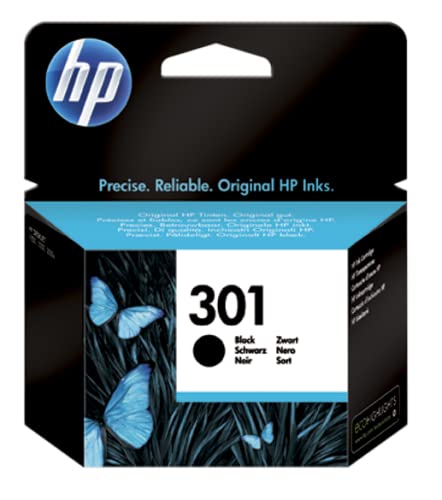 HP 301 CH561EE, Negro, Cartucho de Tinta Original, Compatible con impresoras de inyección HP DeskJet 1000, 1050, 1510, 2000, 2050, 2510, 2540, 3050; OfficeJet 2620, 4630; ENVY 4500, 5530