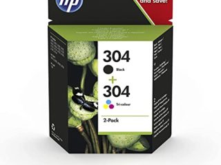 HP 304 3JB05AE, Negro y Tricolor, Pack de 2, Cartuchos de Tinta Originales, Compatible con impresoras de inyección de tinta HP DeskJet 2620, 2630, 3720, 3730, 3750, 3760; HP Envy 5010, 5020, 5030