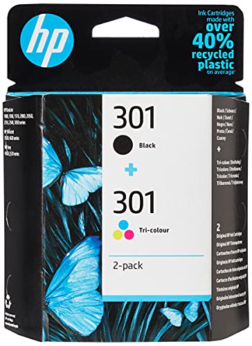 HP N9J72AE 301 Original Ink Cartridges, Black and Tri-Colour, Pack de 2