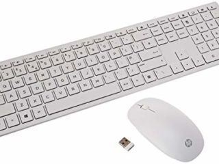 HP Pavilion 800 Combo de Teclado y Ratón Inalámbricos - (USB, Teclado con 3 Zonas, Conexión Inalámbrica a 2,4 GHz, Batería Larga Duración), Color Blanco