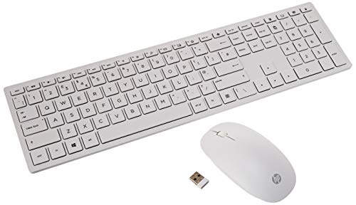 HP Pavilion 800 Combo de Teclado y Ratón Inalámbricos - (USB, Teclado con 3 Zonas, Conexión Inalámbrica a 2,4 GHz, Batería Larga Duración), Color Blanco