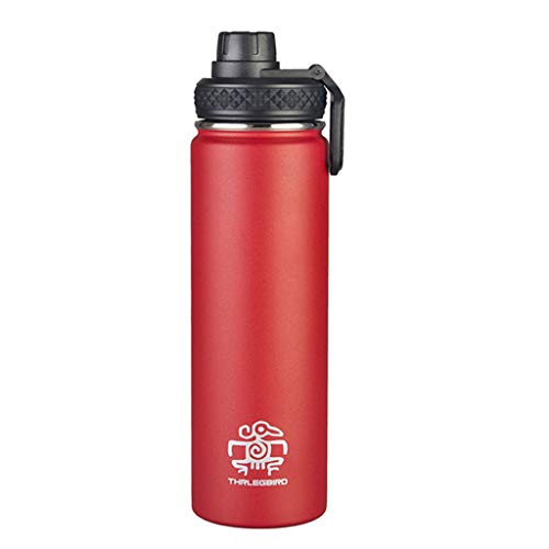 HQSB Botella De Agua para Deportes, 650ml Termo Aislante De Doble Pared, Termos De Acero Inoxidable, BPA Free Metal, para Correr Y Al Aire Libre Tazas (Color : Red)