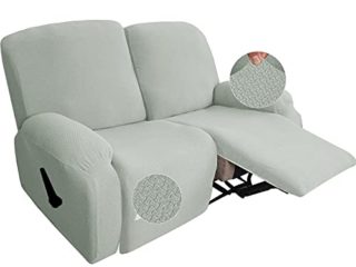 HUANXA 1 2 3 Plazas Sillón Reclinable Funda para Sofá, Elástico Funda De Sofá Espesar Jacquard Spandex Electrico Sillón Relax Gatos Perros Niño Protector para Sofá-Blanco Marfil-2 Plazas(6pcs)