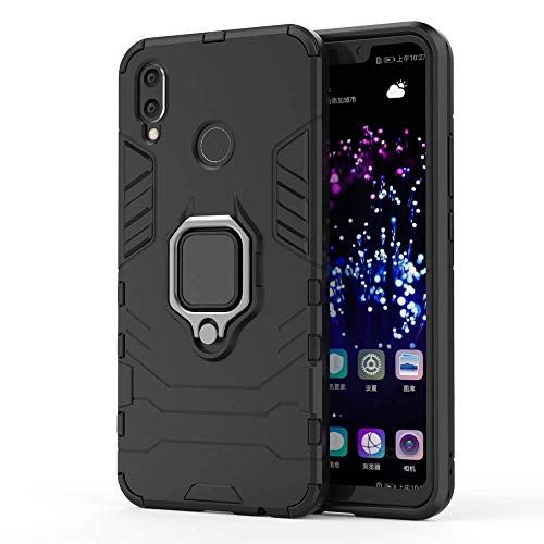 Huawei P Smart Plus/Nova 3i Funda, MHHQ 2in1 Armadura Combinación A Prueba de Choques Heavy Duty Escudo Cáscara Dura PC + TPU con Soporte Magnetic Car Mount Case Cover para Huawei Nova 3i -All Black