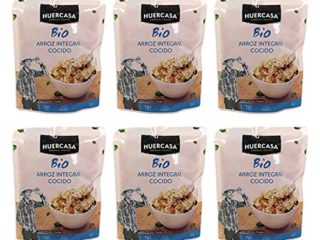 HUERCASA - Arroz Integral Orgánico Cocido al Natural. Pack de 6 Envases. Sin Gluten, Vegano. Envasado al Vacío. Listo para Comer