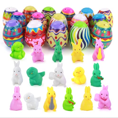 通用 Huevos Sorpresa 16 Piezas,Decoración Huevos de Pascua 2022 Rellenos Sorpresa,Huevos Pascua Rellenos de Conejos y Pollitos, Huevos de Plastico,Huevo de Pascua DIY para Pascua.
