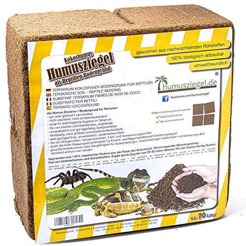 Humusziegel - 70 L Sustrato de Fibra de Coco para Reptiles - Ladrillo de Humus de Coco - Cama de Suelo Tierra de Coco - Sustrato para Terrarios