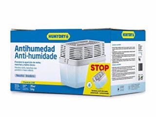 HUMYDRY Aparato Antihumedad Premium 1000g. Deshumidificador absorbe humedad para espacios de hasta 35m2. Contiene un recambio de cloruro cálcico de 1Kg