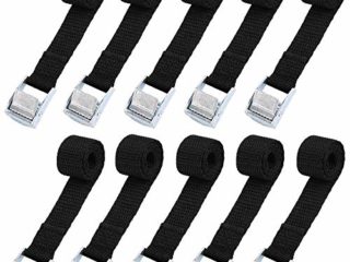 HUSZZM Correa de Amarre Tensoras de Sujeción10 Piezas Correas Trinquete Hebilla Cinturón de Amarre con Hebilla Cinchas de Sujeción de Carga para Portabicicletas Caravana SUV Camping 2 x 40 cm Negro