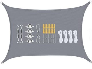 HUTHIM Toldos Exterior Terraza Rectangular 2m x 3m (Zona sombreada 1,6x2,6m), Toldo Vela Impermeables para Pergolas Patio Jardin Balcon, Tela Lonas Resistentes con Accesorio, 95% de Bloque UV, Gris