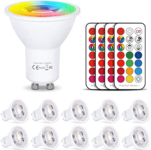 HYDONG Bombilla de RGB de 3 vatios con mando a distancia regulable por 24 teclas para lámpara de pared, lámpara de riel y luz de techo empotrada (12 colores) Blanco cálido 3 vatios