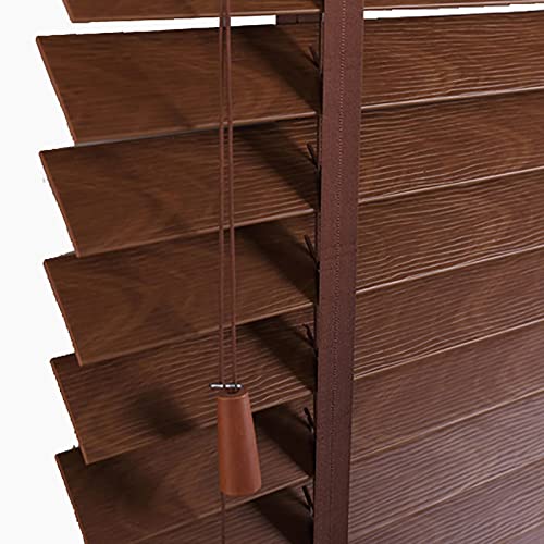 HYDT Persianas Persianas de Madera para Salón/Dormitorio 80/100/120/140cm de Ancho, Persianas Venecianas Impermeables Oscuras Marrones con Herrajes (Size : 140x180cm/55.1x70.9in)