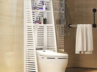 HYY-AA Ducha del organizador del almacenaje sobre el inodoro de almacenamiento en rack Utilidad delicado hueco 3 Estantes Baño ahorrador del espacio de baño Organizador de cocina y baño (Color: Blanco