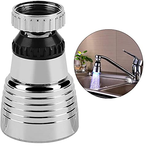 Hztyyier aireador de Grifo Eslabón Giratorio 360 ° 3 Colores Led Faucet Aireador rociador Sensor de Temperatura Parcial Luz LED aireador del Grifo para Fregadero de la Cocina Ducha de baño