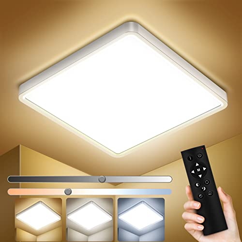 IAB 36W Plafon LED Techo Regulable 4320LM con Mando a Distáncia, 30CM Lámparas de Techo 3000K-6000K, IP44 Plafon LED Cuadrado Modernos, Luz de Techo Ultrafina para Baño, Salón, Dormitorio, Cocina