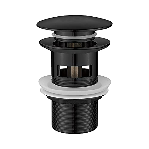 Ibergrif M20502B Click-Clack Desagüe Lavabo Universal con Rebosadero, Válvula Tapon para Bidés, Negro, M