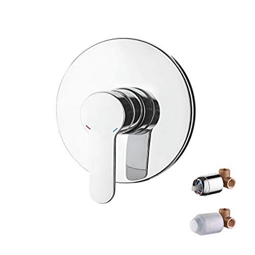 Ibergrif M21701A Grifo Ducha con Instalación Válvulas, Cuerpo Empotrado Universal, Cromo, Plata