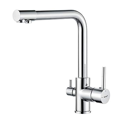 Ibergrif M22109 Grifería de Cocina 3 Vías Ósmosis, Grifo para Fregadero Monomando, Cromo, Plata