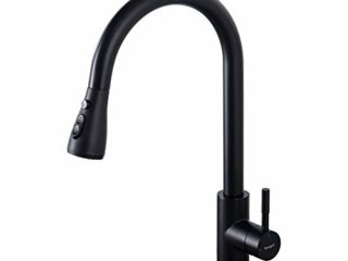 Ibergrif M22136B Grifo de Cocina con Teleducha Extraíble, Mezclador de Fregadero, Ahorro de Agua, Negro