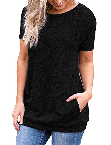 Iclsoam Camisetas De Mujer Manga Corta Basicas Crew Neck Blusas tee