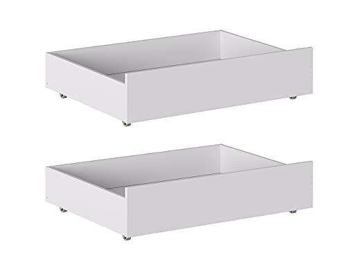 Iconico Home MIK - Juego de 2 cajones para Debajo de la Cama, Madera compuesta, Blanco Mate, 100,5 x 68 x 21 cm