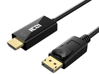 ICZI Cable DisplayPort a HDMI 1.8m, Cable Adaptador DP a HDMI 1080P con Conector Chapado en Oro, Macho a Macho para PC Ordenador, Pantalla TV