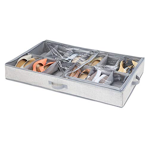 iDesign Aldo 12S Organizador Bajo Cama, Tela, Gris, 91.44x53.34x12.70 cm