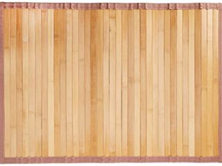 iDesign Alfombra antideslizante, alfombra de madera de bambú de tamaño pequeño, alfombrilla de baño, cocina y pasillo repelente al agua, marrón claro