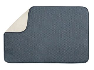 iDesign Alfombrilla escurreplatos Microfibra Idry estaño 61 x 46 cm, Poliéster, Plata, 61 x 45,5 cm