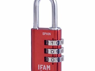 IFAM Col Combi20 (000612R) – Candado de combinación, 20mm, color rojo, 3 rodillos (1.000 combinaciones), cuerpo aluminio, arco diámetro 3mm, candado para maleta, viaje, gimnasio, taquilla, colegio