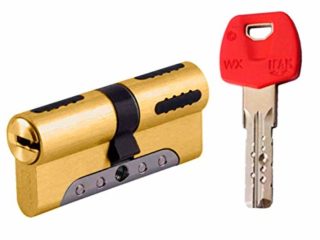 IFAM WX1000 Bombin de Seguridad 35x35 Color Laton Cilindro Bombillo Reforzado DOBLE EMBRAGUE Antirotura Antibumping Antitaladro Leva Antiextracción Cerradura para Puerta 5 Llaves Tarjeta de Seguridad