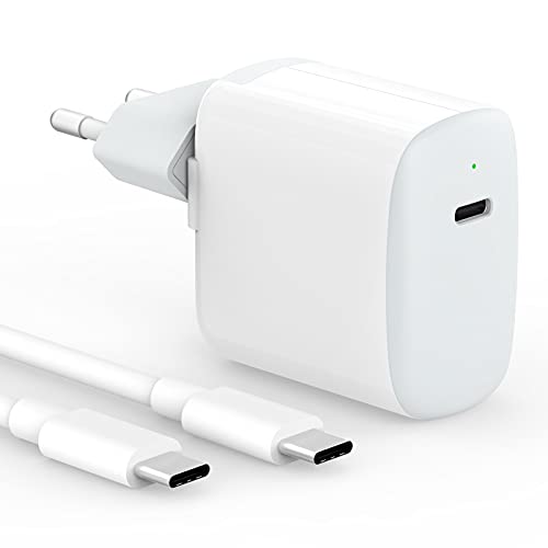 IFEART Cargador para MacBook Air, MacBook 12 Pulgadas, iPad Pro 12.9/11 2021/2020/ 2018, iPad Air 4, Mini 6, Samsung S21/ S20, Switch, Cargador USB C 30W Rápido, Cable USB C a C 2M, Indicador LED
