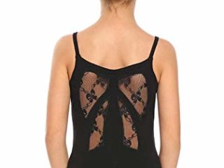 iiniim Maillot de Ballet Encaje Niña Espalda Mariposa Leotardo Gimnasia Rítmica Clásico Elástico Ropa de Ballet Body sin Mangs de Danza Maillot Tirantes (2-10 Años) Negro 4 Años