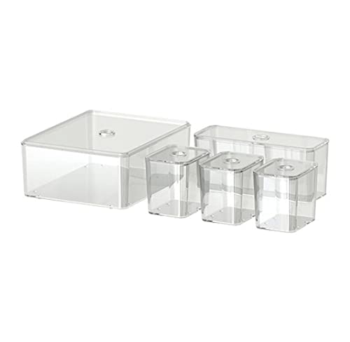 IKEA Godmorgon 504.002.70 - Caja con tapa (5 unidades), color ahumado