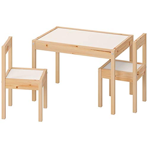 Ikea LATT-Mesa Infantil con 2 sillas, Color Blanco, Pino, Beige, Table with 2 Chairs