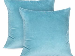 ilauke Terciopelo Suave Funda de Cojín Paquete de 2 Piezas, Fundas de Almohada Decorativas Cuadrado para Sofá, Dormitorio, Hogar (Agua Verde, 40 x 40 cm)