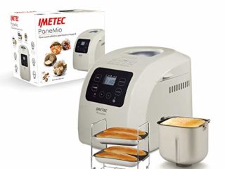 Imetec BM 1000 - Panificadora de pan, amasa, hornea, 12 programas, cesta para pan, accesorio para barras, 3 niveles de dorado, arranque programable, libro de recetas, 550 W