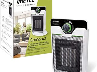 Imetec Eco Silent FH5-100 - Calefactor con Tecnologia Eco Ceramica para un Bajo Consumo, Compacto y Silencioso, Asa Ergonómica, Función Antihielo Termostato Ambiente, 2000 W