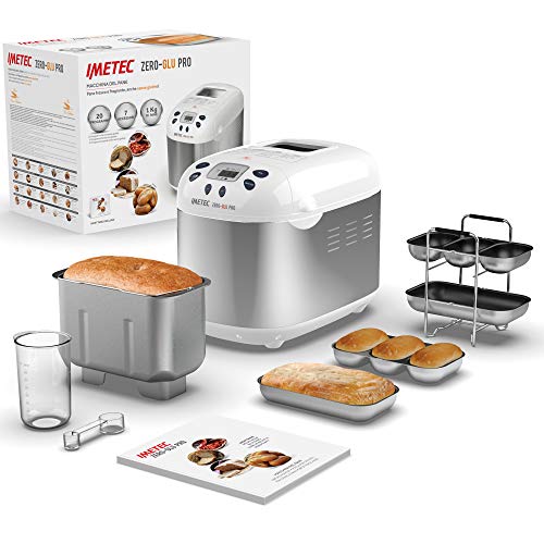 Imetec Panificadora Zero-Glu Pro, 20 programas para pan hacer pan, chapatas y panecillos sin gluten para celíacos, masa para pizza, dulces, mermeladas, temperatura controlada de fermentado, recetario