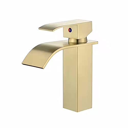 imiiHO 007 Grifería para lavabo (oro cepillado), acero inoxidable 304