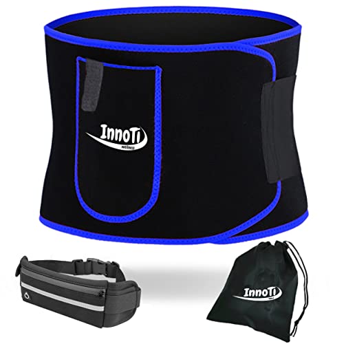 InnoTi Faja Reductora Adelgazante de Neopreno para Mujer y Hombre - Cinturón Lumbar Reductor de Cintura y Abdomen para Gimnasio, Fitness y Deporte - Faja Lumbar Abdominal de Sudoración Efecto Sauna-XL