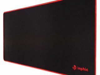 INPHIC Alfombrilla Ratón Grande Gaming Mouse Pad (700 x 300 x 3 mm, tamaño XXL), Resistente al Agua y Base de Goma Antideslizante, Superficie cómoda con Textura para Mac PC portátil, Color Negro