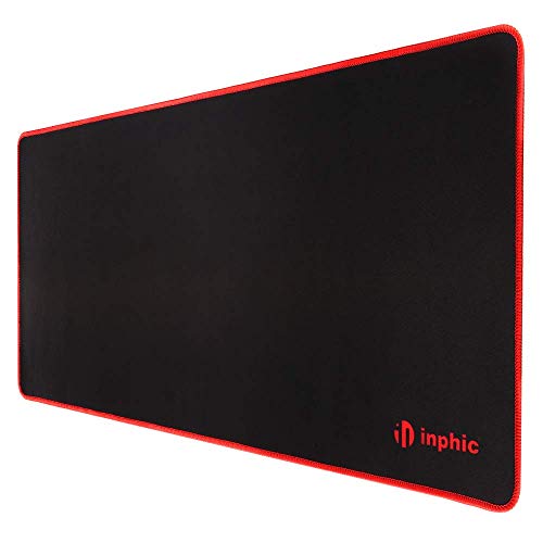 INPHIC Alfombrilla Ratón Grande Gaming Mouse Pad (700 x 300 x 3 mm, tamaño XXL), Resistente al Agua y Base de Goma Antideslizante, Superficie cómoda con Textura para Mac PC portátil, Color Negro