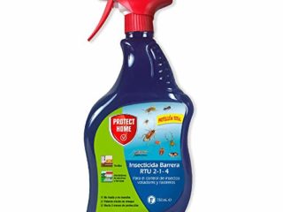 Insecticida Barrera de protección total, control de insectos voladores y rastreros, ideal para exteriores, interiores y textiles.