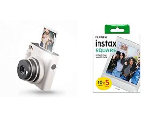 instax Square Sq1 Cámara Instantánea, Chalk White + Fujifilm Square Marco Blanco, Película Instantánea, 5 X 10 Fotos [Exclusiva Amazon]